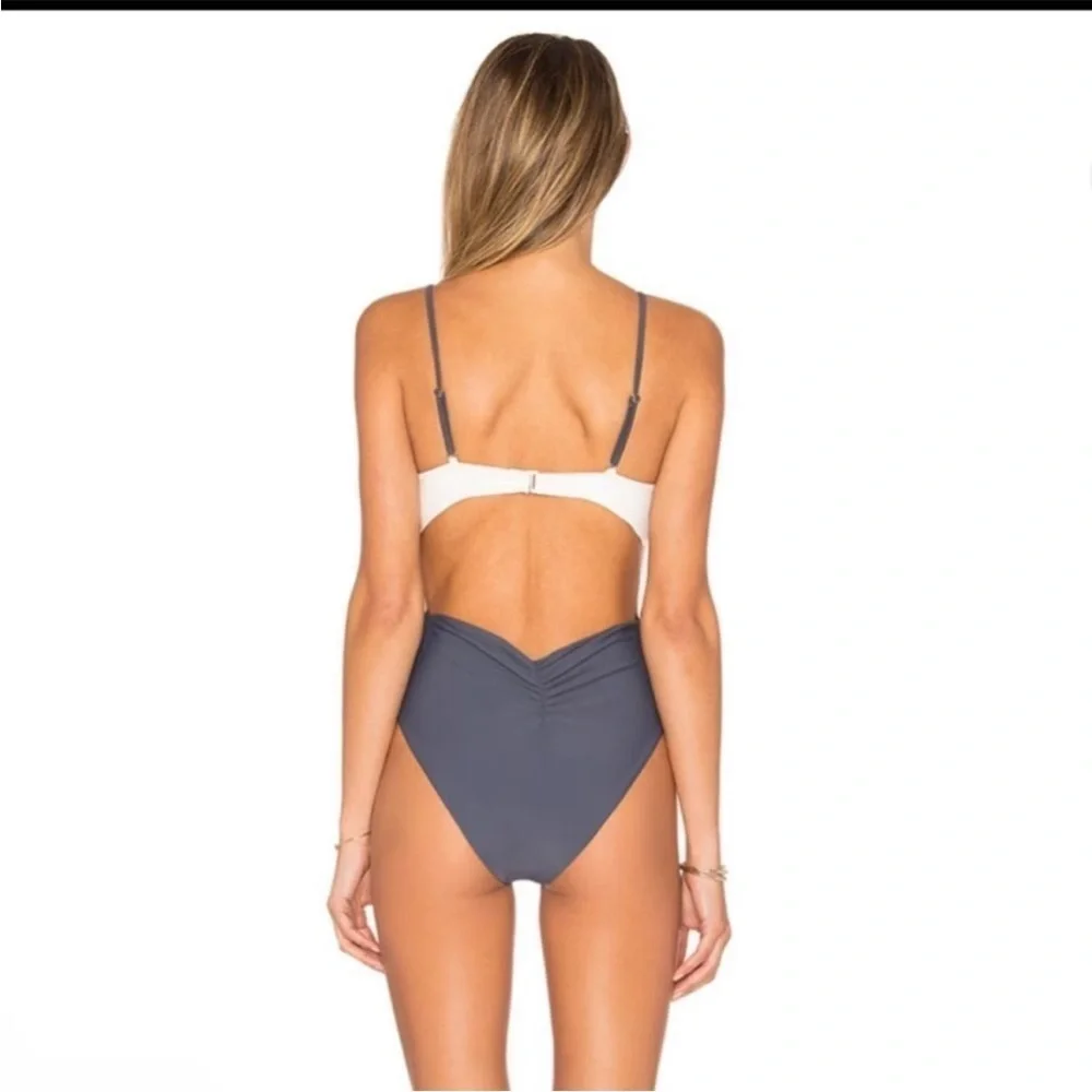 Tularosa Asa One Piece Ivory & Charcoal Swim Beach